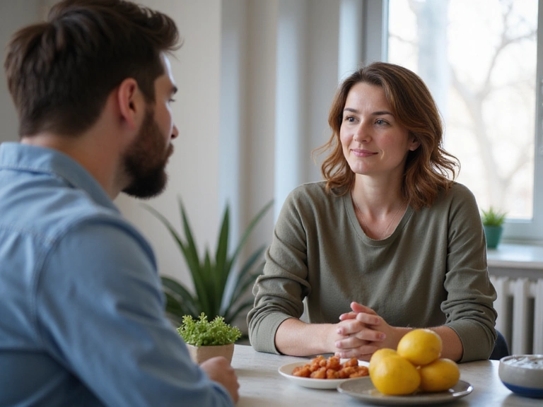 Nutrizionista che ascolta attentamente il paziente